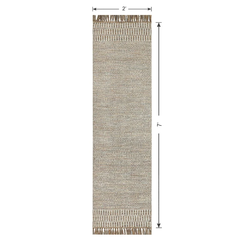 (B685) Tracey Boyd Natural Dunne Fringe Runner, 2x7 - Image 5