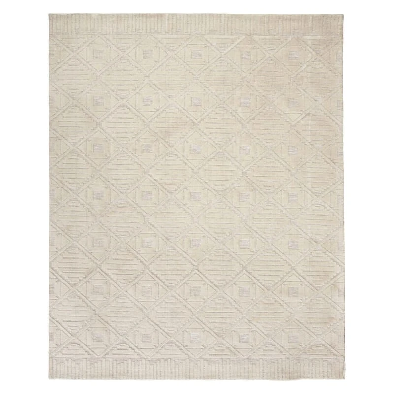 (B689) Crosby St Sanremo Ivory Diamond Design Area Rug, 8x10
