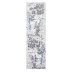 (B694) Laila Ali Verona Grey Abstract Woven Runner, 2x6
