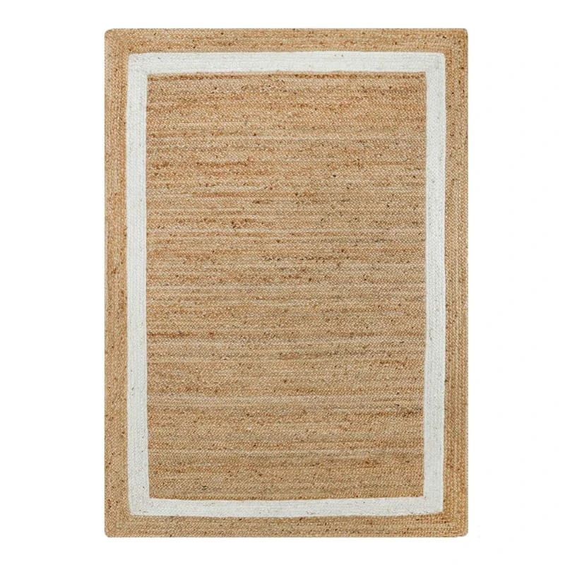 (B728) Kinsey Natural Border Area Rug, 5x7
