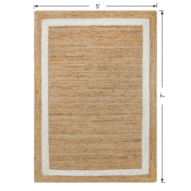 (B728) Kinsey Natural Border Area Rug, 5x7 - Image 5