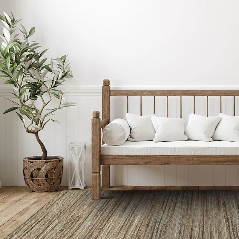 (B729) Ty Pennington Kensie Natural Striped Jute Accent Rug, 3x5 - Image 5