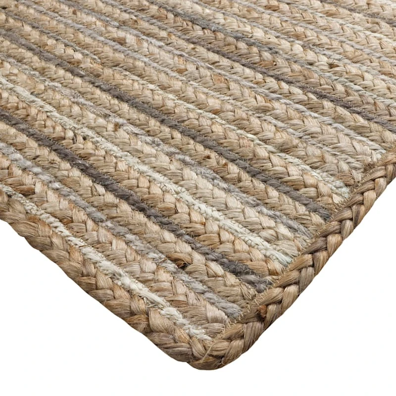 (B729) Ty Pennington Kensie Natural Striped Jute Area Rug, 5x7 - Image 2