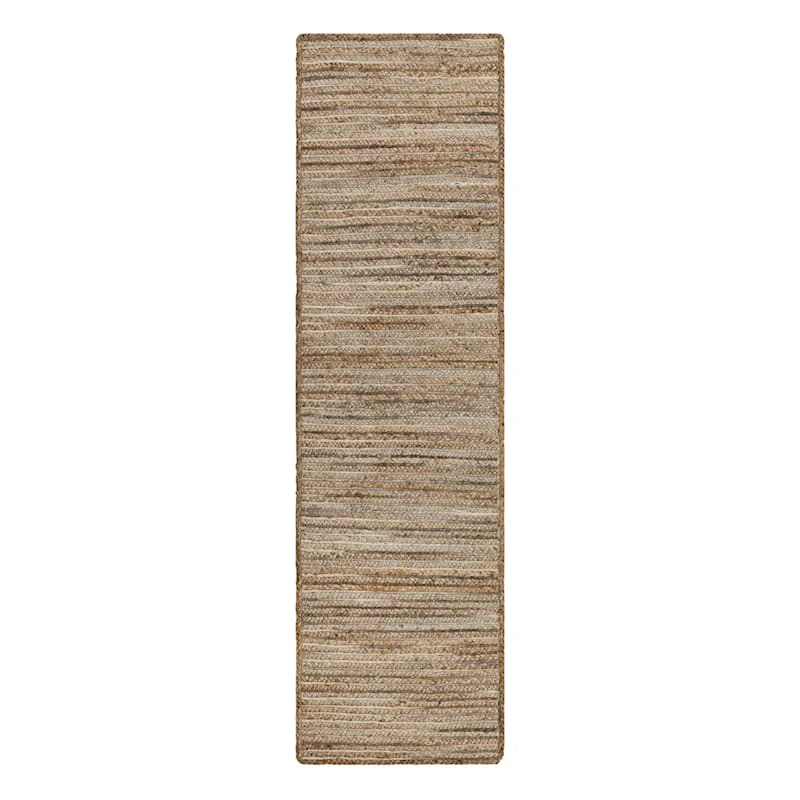 (B729) Ty Pennington Kensie Natural Striped Jute Runner, 2x7