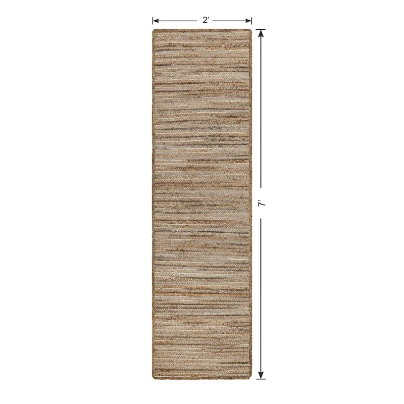 (B729) Ty Pennington Kensie Natural Striped Jute Runner, 2x7 - Image 5
