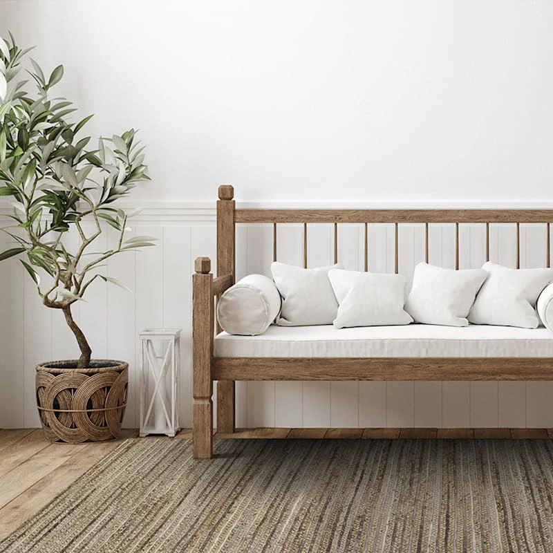 (B729) Ty Pennington Kensie Natural Striped Jute Runner, 2x7 - Image 6