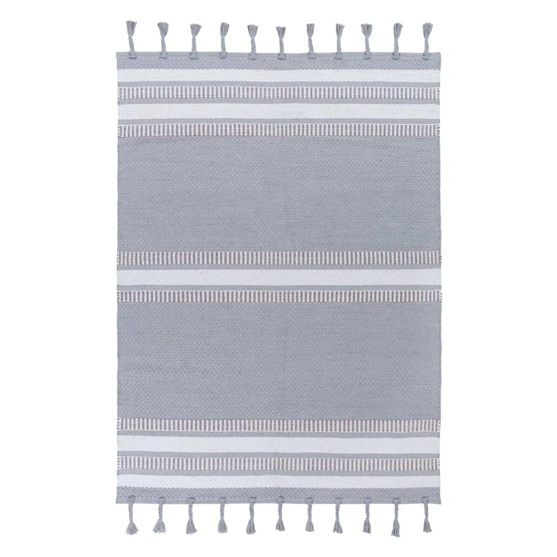 (B800) Honeybloom Grey & Ivory Striped Area Rug, 5x7