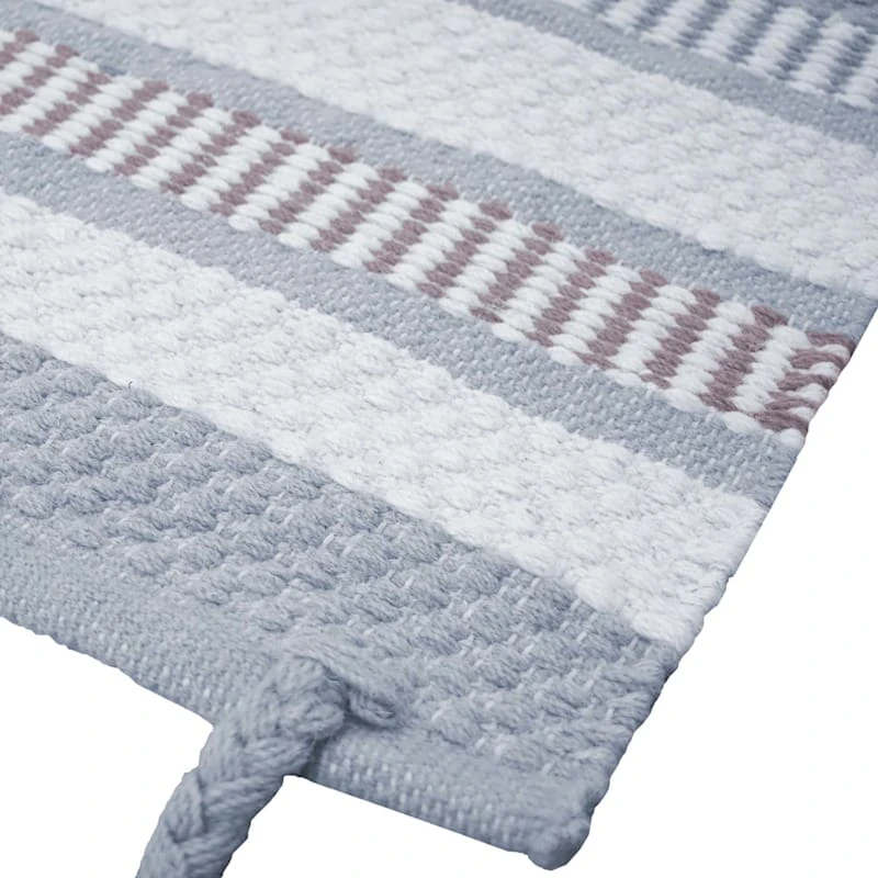 (B800) Honeybloom Grey & Ivory Striped Area Rug, 5x7 - Image 2