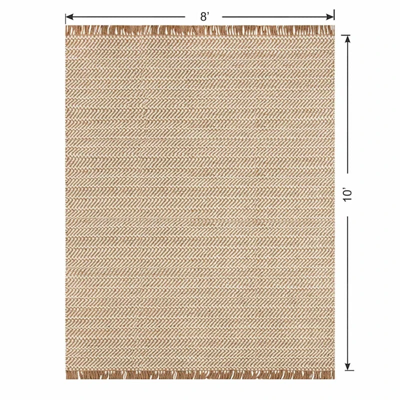 (B821) Crosby St Moore Natural Herringbone Area Rug, 8x10 - Image 6