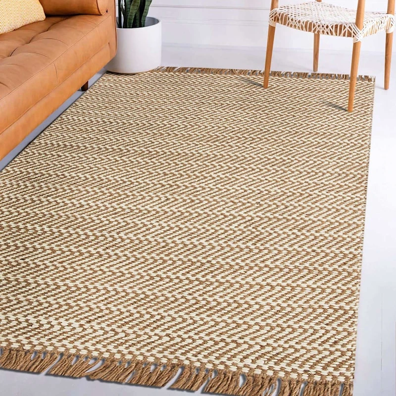 (B821) Crosby St Moore Natural Herringbone Area Rug, 8x10 - Image 7