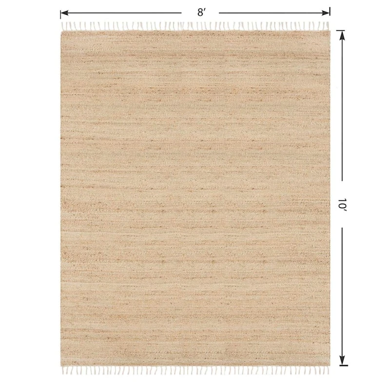 (B825) Honeybloom Lawrence Jute Fringe Area Rug, 8x10 - Image 6