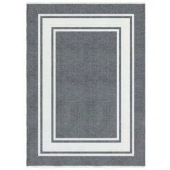 (B841) Providence Noa Grey Border Washable Area Rug, 5x7