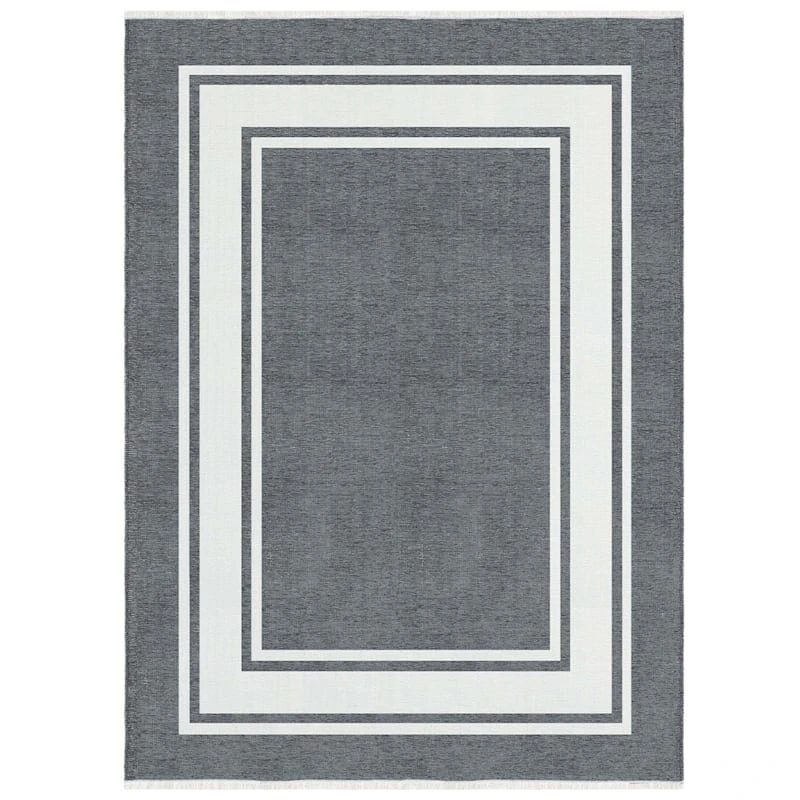 (B841) Providence Noa Grey Border Washable Area Rug, 5x7
