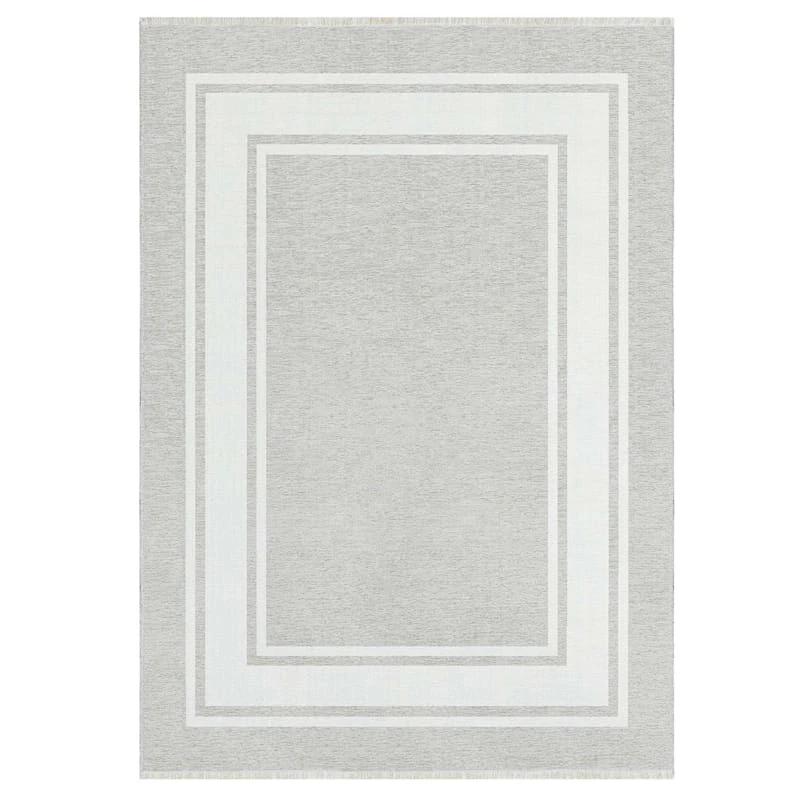 (B841) Providence Noa Grey Border Washable Area Rug, 5x7 - Image 2