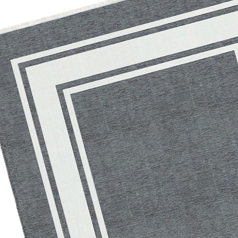 (B841) Providence Noa Grey Border Washable Area Rug, 5x7 - Image 3