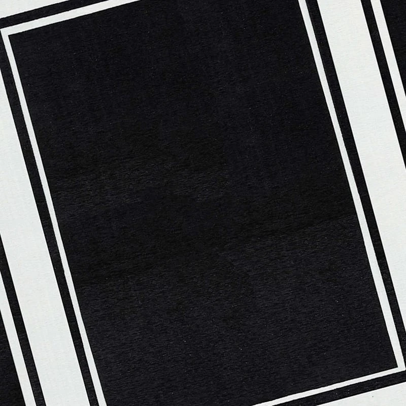 (B842) Providence Noa Black & White Border Washable Area Rug, 8x10 - Image 3