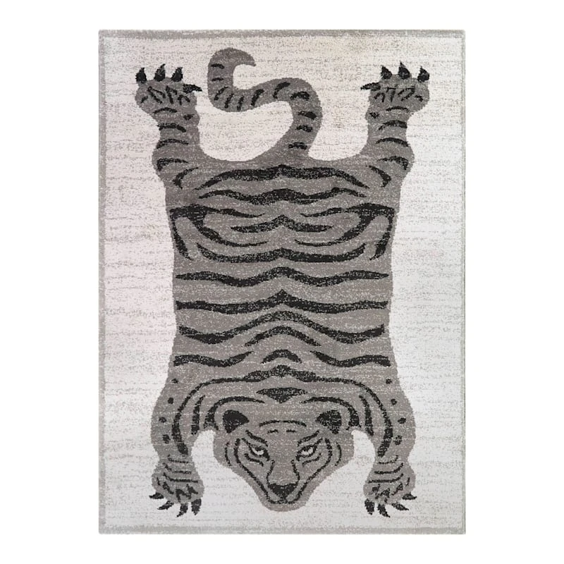 (B853) Found & Fable Elle Tiger Woven Area Rug, 5x7