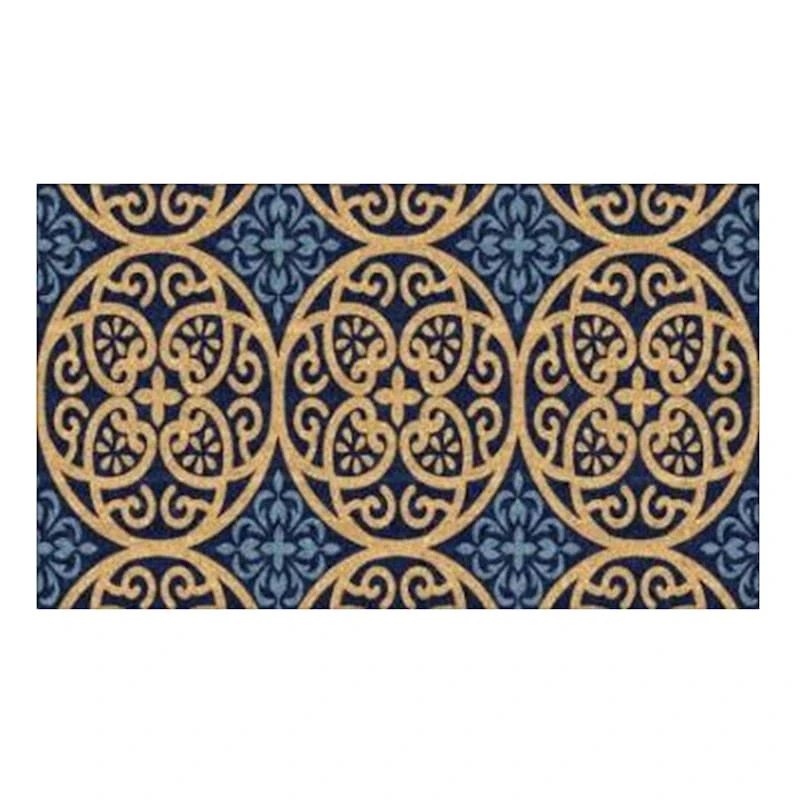 Black & Blue Striped Coir Mat, 22x47