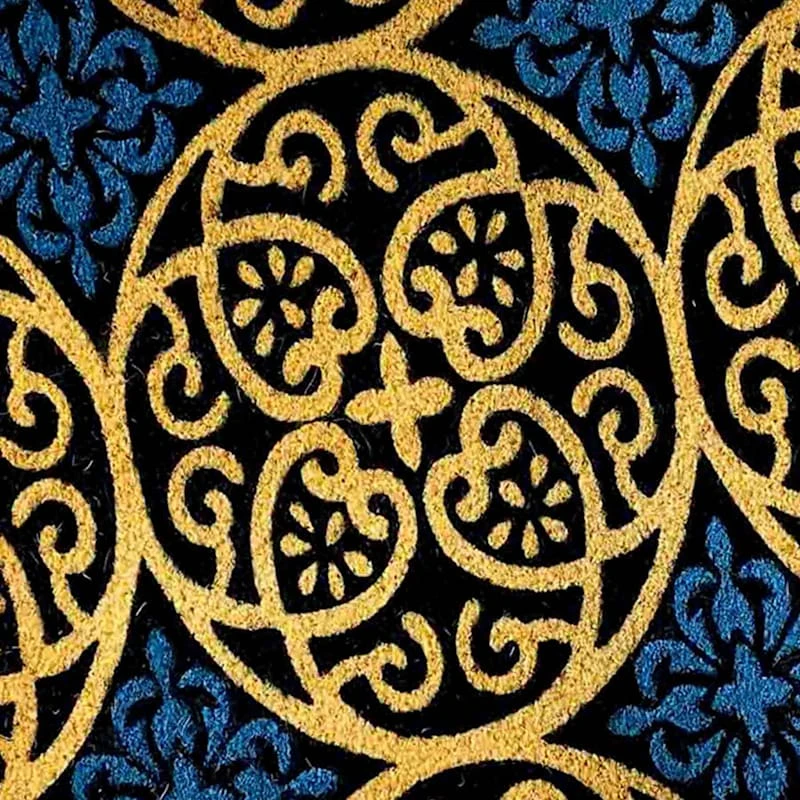 Black & Blue Striped Coir Mat, 22x47 - Image 2