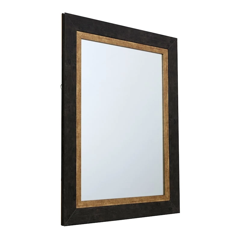 Black & Gold Framed Wall Mirror, 22x28 - Image 2