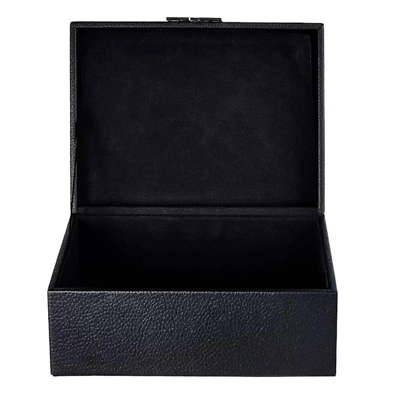 Black Leather Decorative Box, Small - Image 2