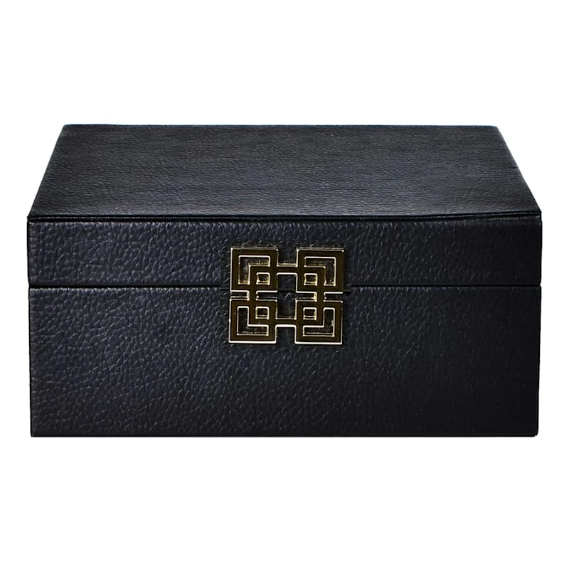 Black Leather Decorative Box, Small