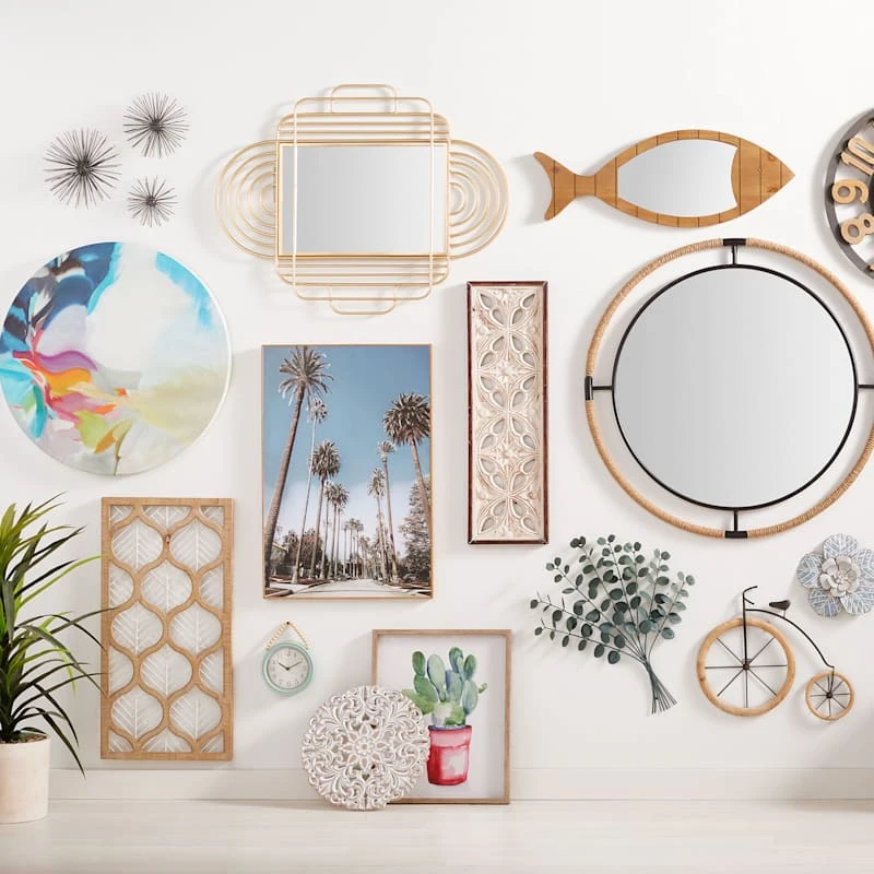 Black Metal With Rope Round Wall Mirror, 36" - Image 2