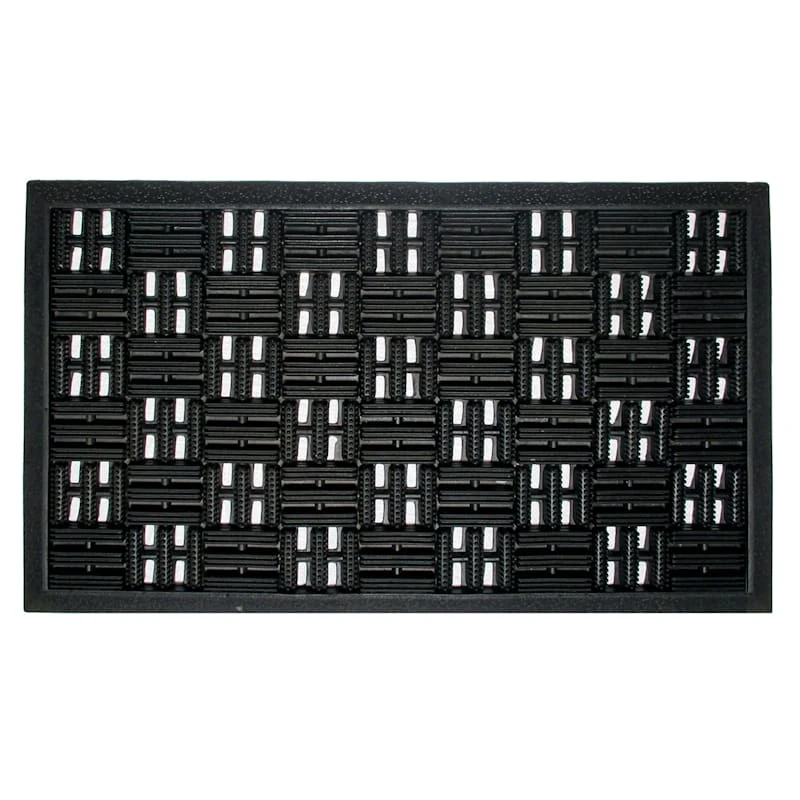 Black Parquet Rubber Doormat, 24x36