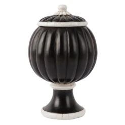Black Urn With Lid, 7.5"