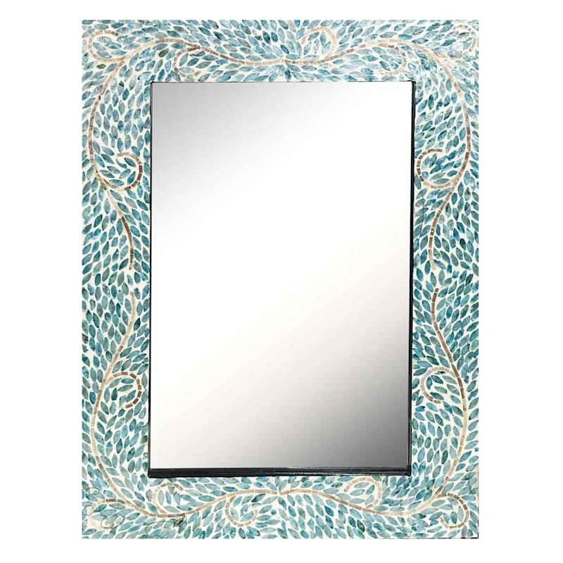 Blue Mother Of Pearl Framed Gallery Wall Mirror, 28x39