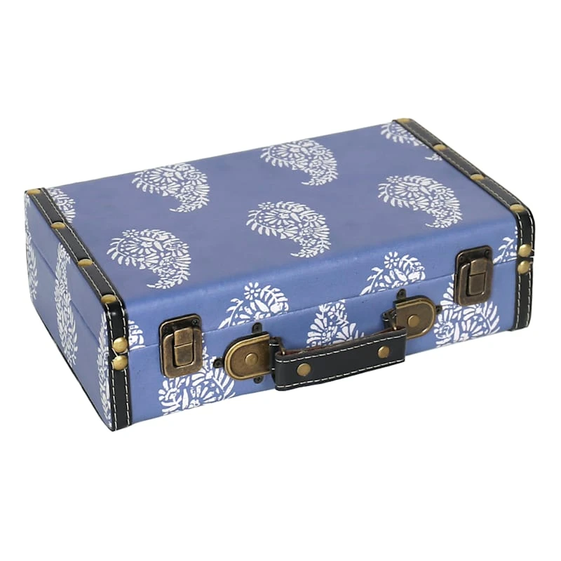 Blue Printed Luggage Box Decor, 11x7