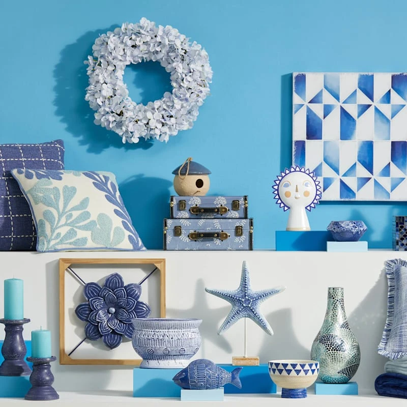 Blue Printed Luggage Box Decor, 11x7 - Image 2