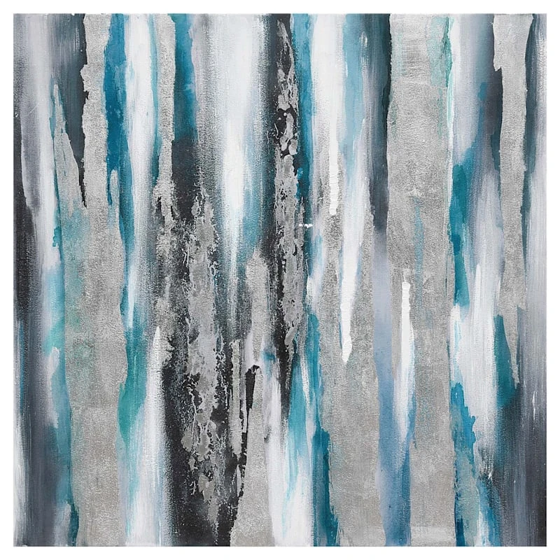 Blue Stalagmite Embellished Canvas Wall Art, 39"