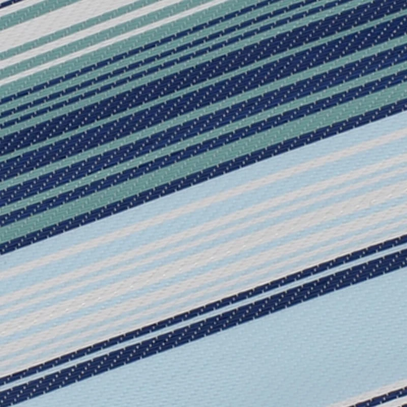 Blue Striped Plastic Outdoor Area Rug, 7x10 - Image 3