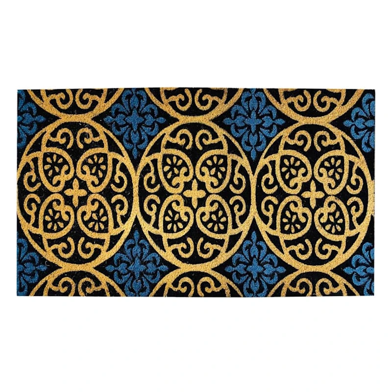 Blue Tile Bleached Coir Doormat 22x47
