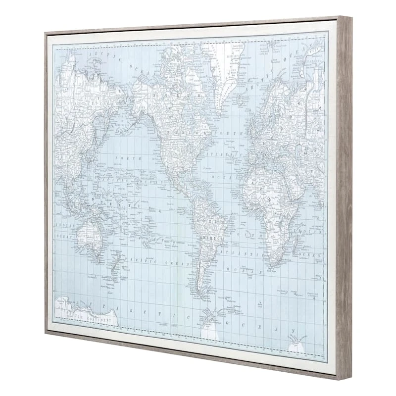Blue World Map Canvas Wall Art, 30x40 - Image 2