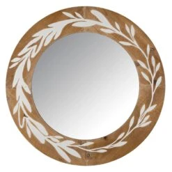 Botanical Carved Round Wall Mirror, 31.5"