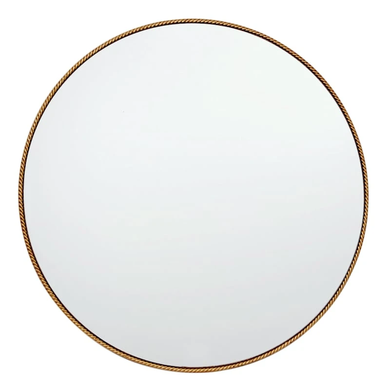 Braided Gold Framed Round Wall Mirror, 32"