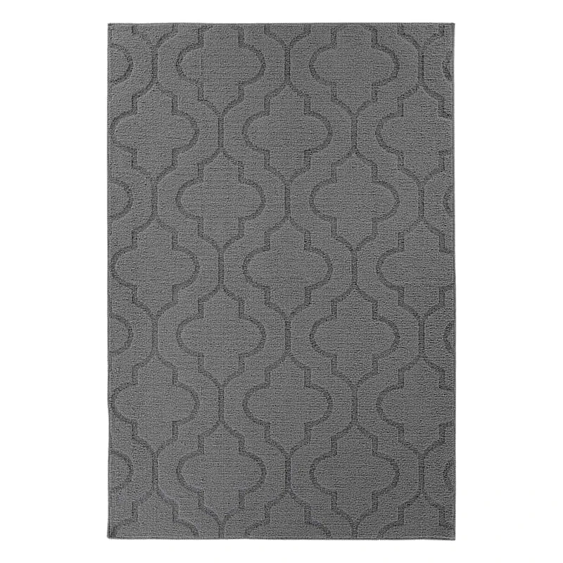 Brentwood Grey Double Quatrefoil Indoor & Outdoor Area Rug, 4x6