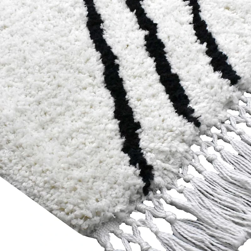 (C186) Found & Fable White & Black Chevron Shag Area Rug, 8x10 - Image 2