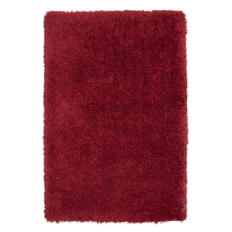 (C24) Plain Red Long Pile Shag, 5x7