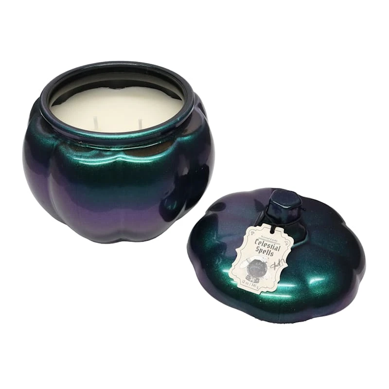 Celestial Spells Scented Iridescent Pumpkin Glass Jar Candle, 12oz - Image 2