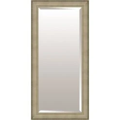 Champagne & Silver Beaded Wood Framed Wall Mirror, 30x54