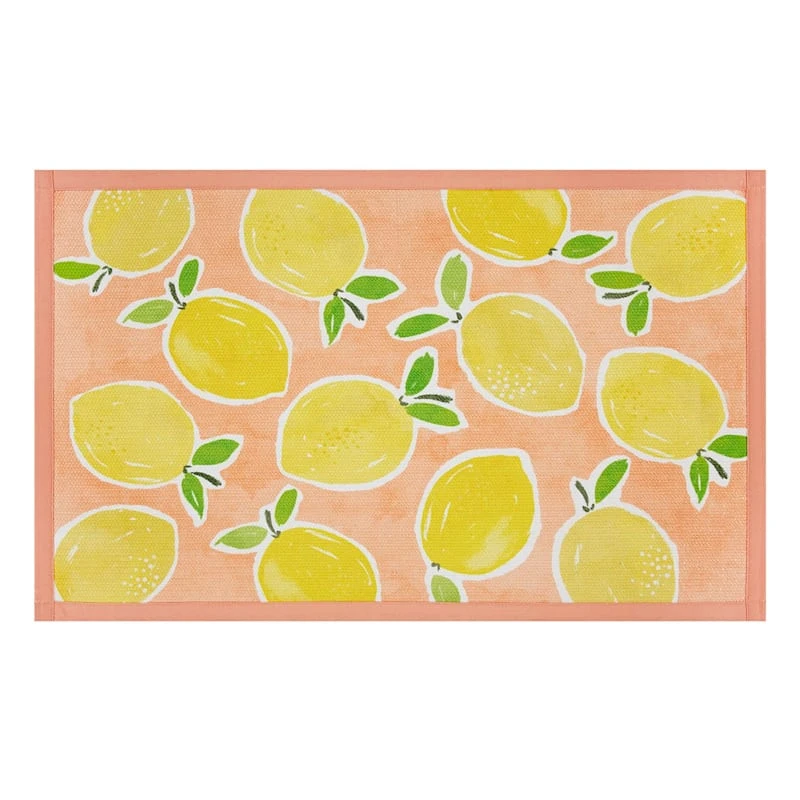 Coral Lemons Kitchen Mat, 21x34