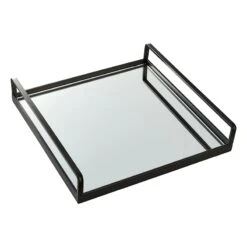 Crosby St Black Metal Mirrored Decorative Tray, 13"