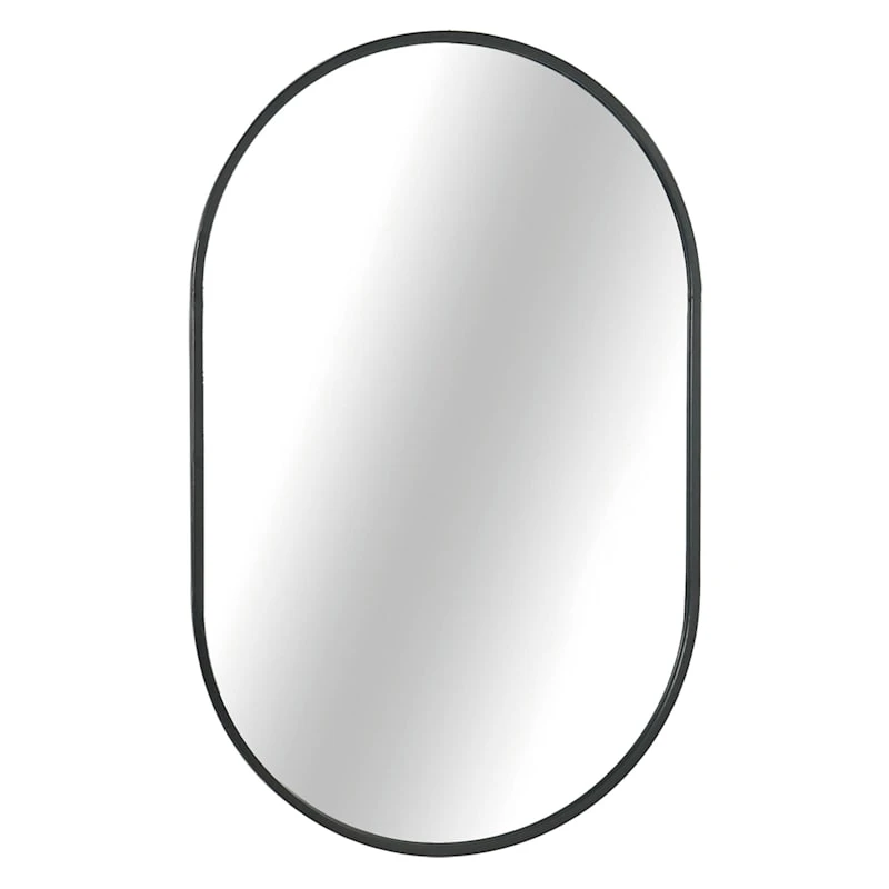 Crosby St Black Oval Wall Mirror, 24x38