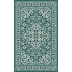 (D373) Traditional Medallion & Border Design Area Rug, 5x7