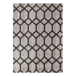 (D439) Zion Black & Grey Tufted Area Rug With Non-Slip Back, 8x10