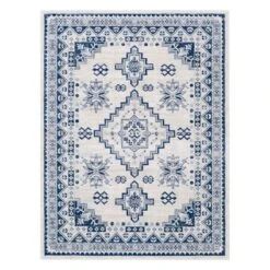 (D496) Roma Blue Medallion Accent Rug, 3x5