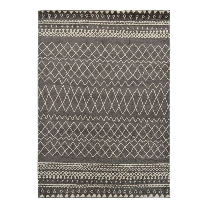 (D535) Grey Global Area Rug, 5x7